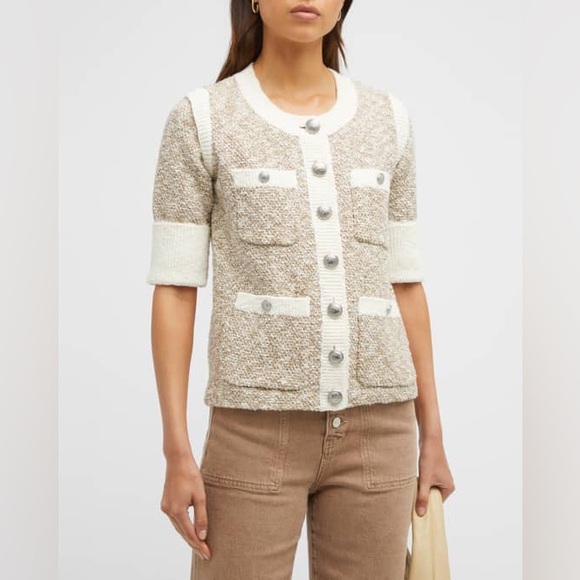 Veronica Beard Kaufman Knit Tweed Jacket Short Sleeve Corporate Preppy Ladylike - Picture 3 of 14